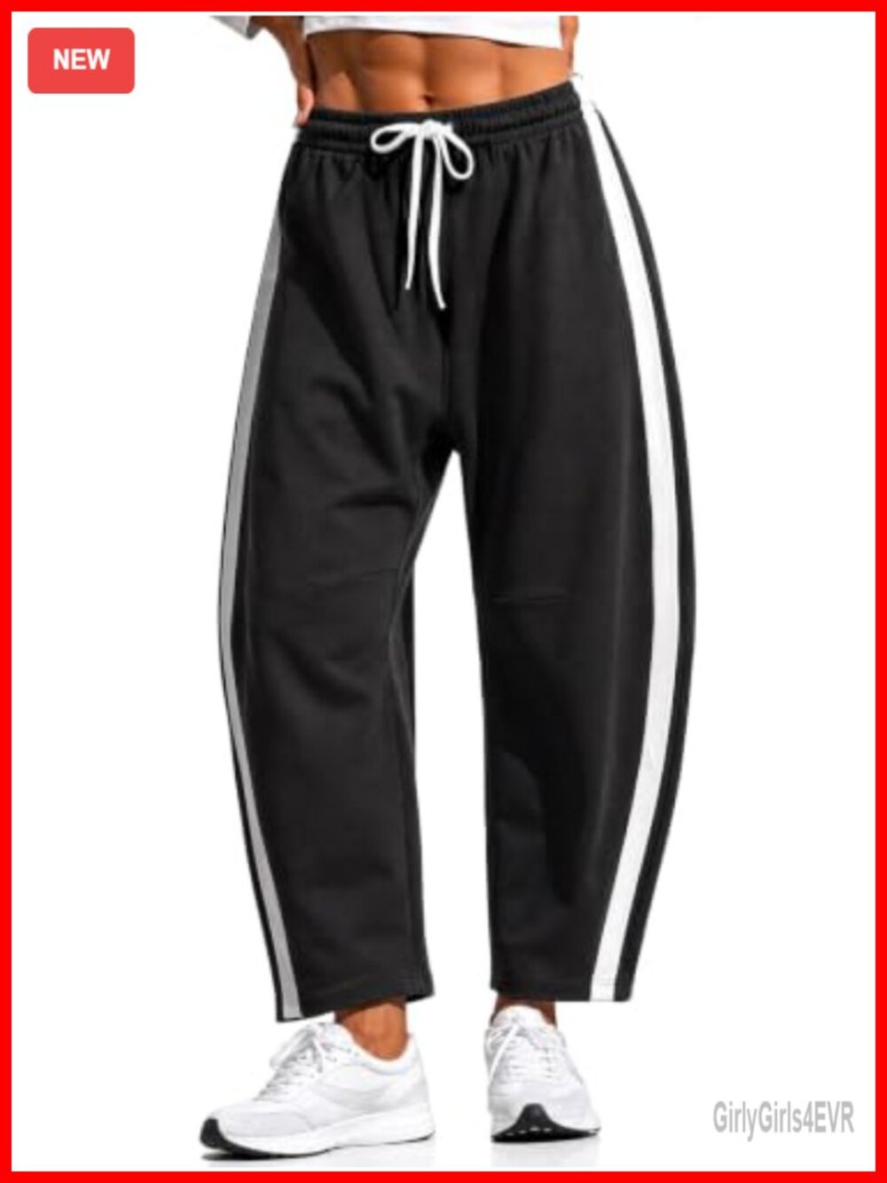 Women's Cotton Blend Barrel Sweatpants Wide Leg Drawstring Track Pants